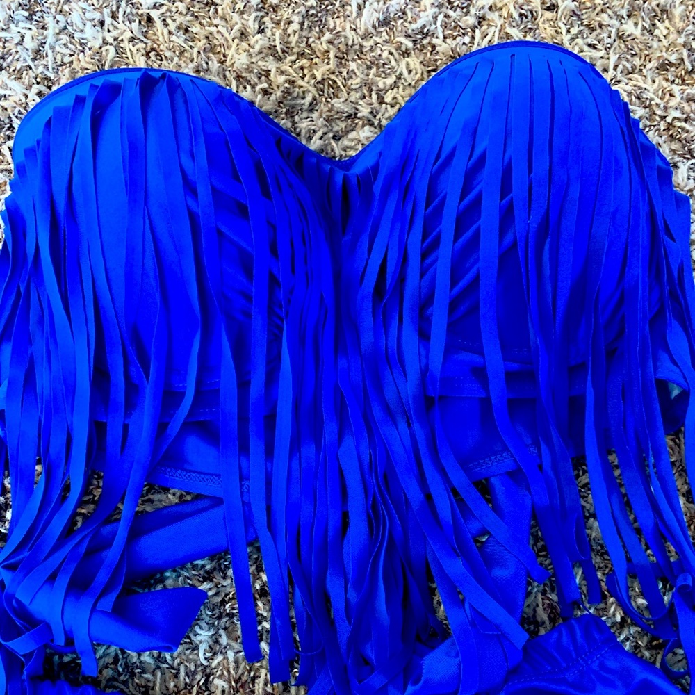 Two Piece High Wasted Bikini- Blue, Size Large